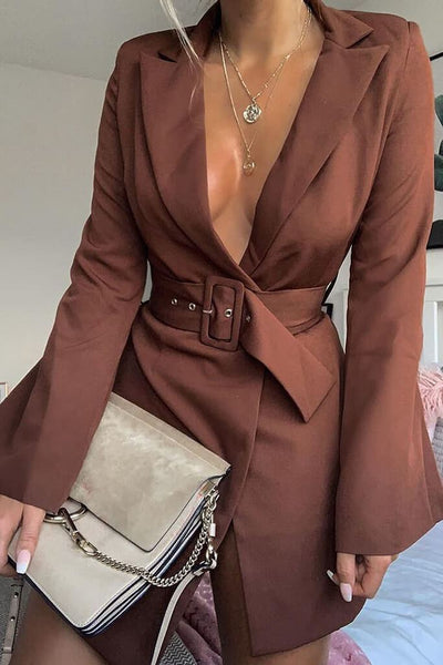 blazer for brown dress AX Paris Chocolate Blazer Dress - Brown