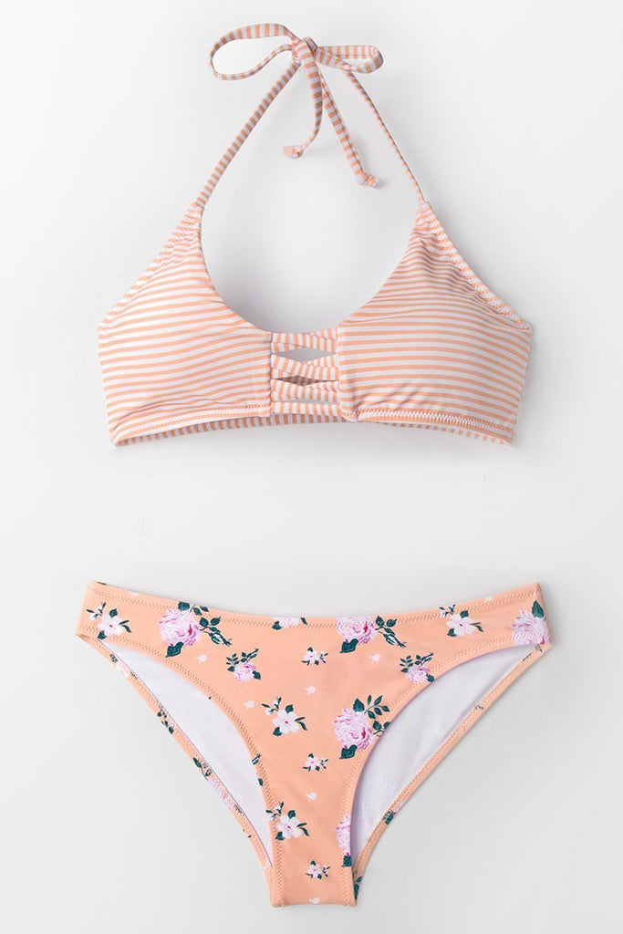 Orange Floral Bikini Bottom
