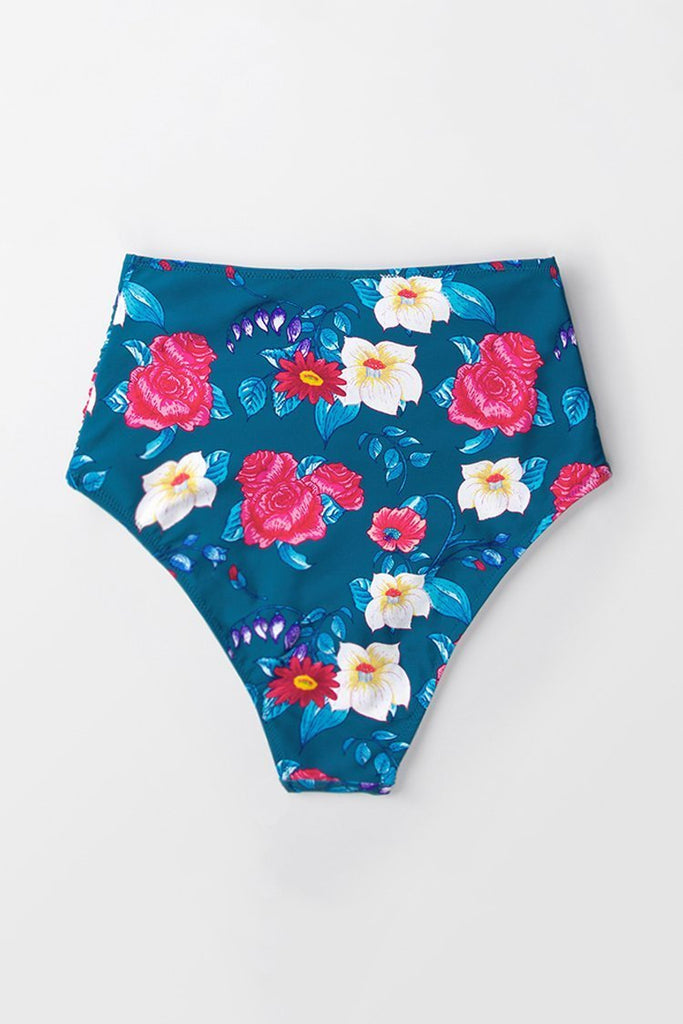 Sapphire Floral High-waisted Bikini Bottom