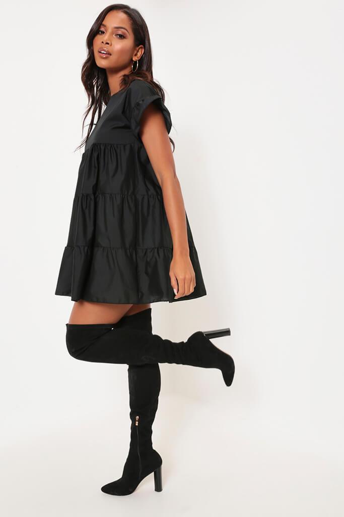 Black Tiered Smock Dress
