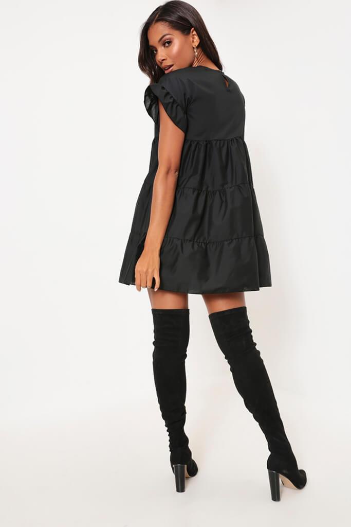 Black Tiered Smock Dress