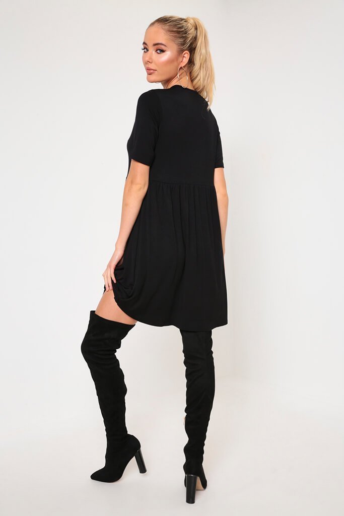 Black Jersey Smock Dress