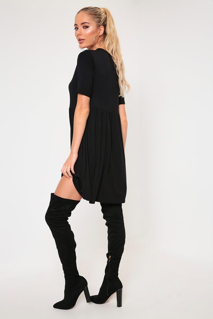 Black Jersey Smock Dress