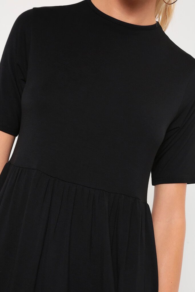 Black Jersey Smock Dress