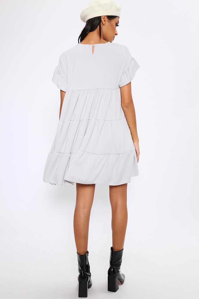Silver Tiered Panel Smock Dress