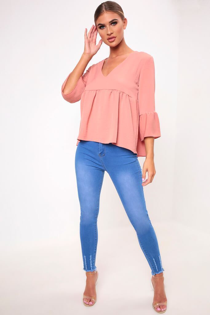 Blush V- Neck Smock Blouse
