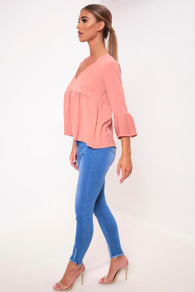 Blush V- Neck Smock Blouse