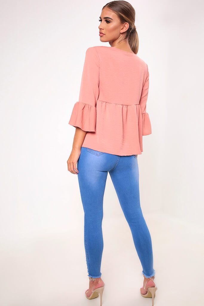 Blush V- Neck Smock Blouse
