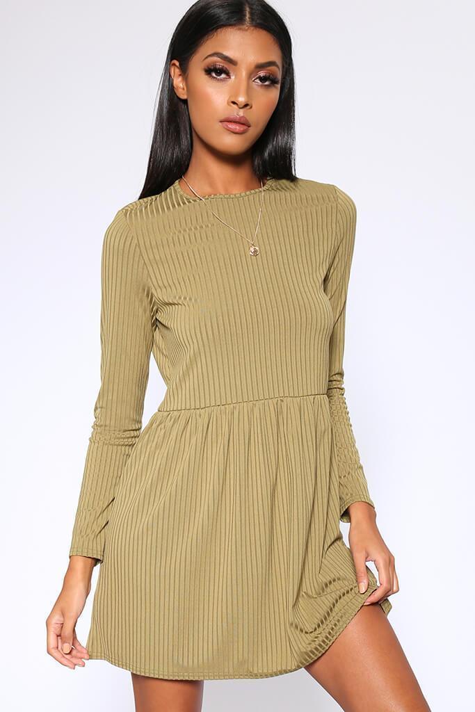Khaki Khaki Basic Jumbo Rib Smock Dress