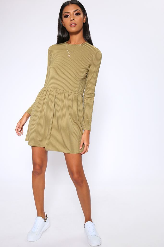 Khaki Khaki Basic Jumbo Rib Smock Dress