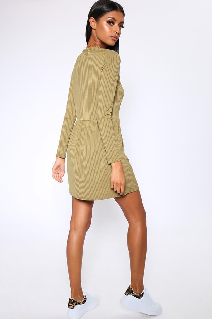 Khaki Khaki Basic Jumbo Rib Smock Dress