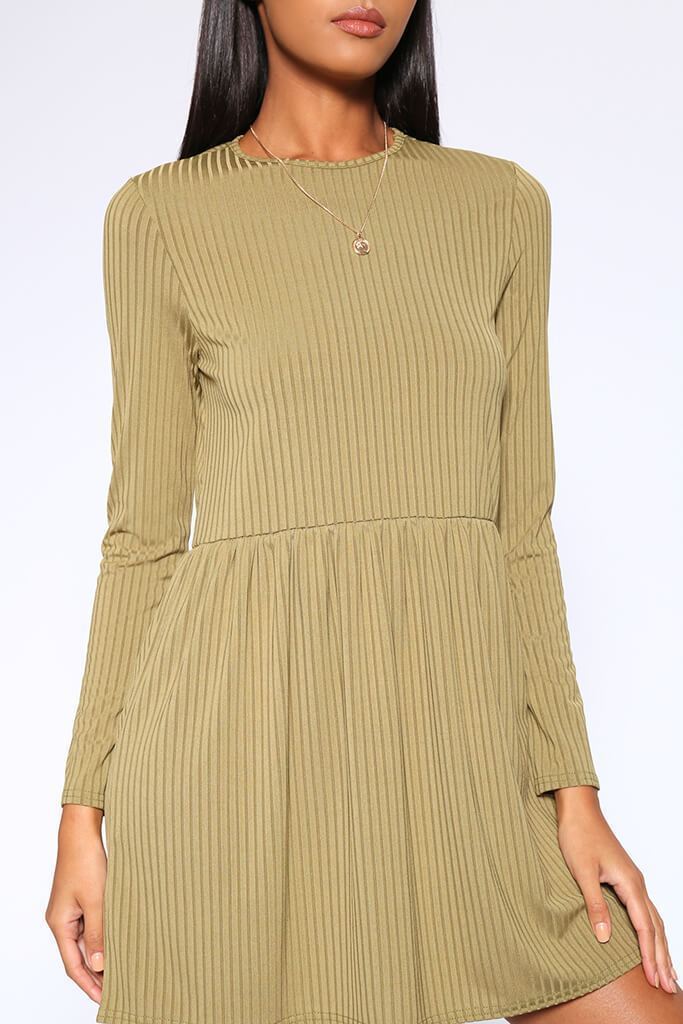 Khaki Khaki Basic Jumbo Rib Smock Dress
