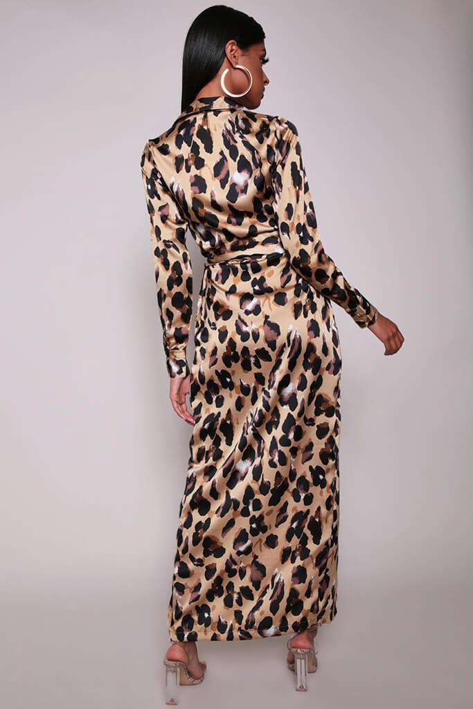 Leopard Print Jacket Wrap Style Maxi Dress