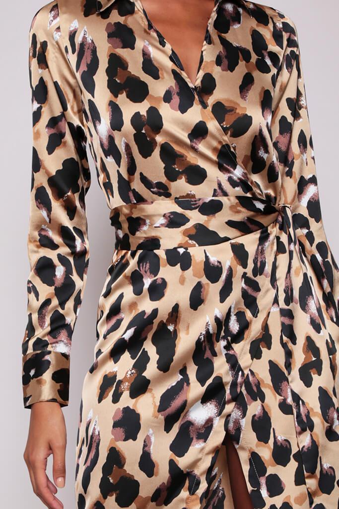 Leopard Print Jacket Wrap Style Maxi Dress